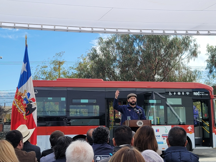 智利時間2024年5月9日，中通客車公司純電動車批量交付儀式在智利奧希金省蘭卡瓜市成功舉行。