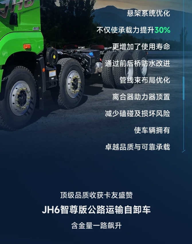 JH6智尊版公路運輸自卸車的含金量還在上升！